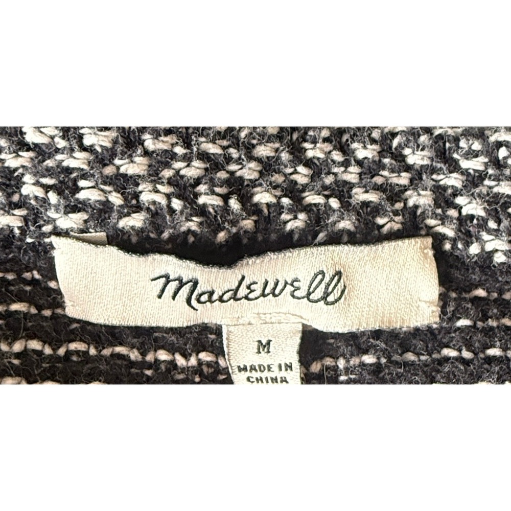 Madewell Womens Black White Textured Birds Eye Knit Crewneck Sweater Size M - Picture 3 of 4
